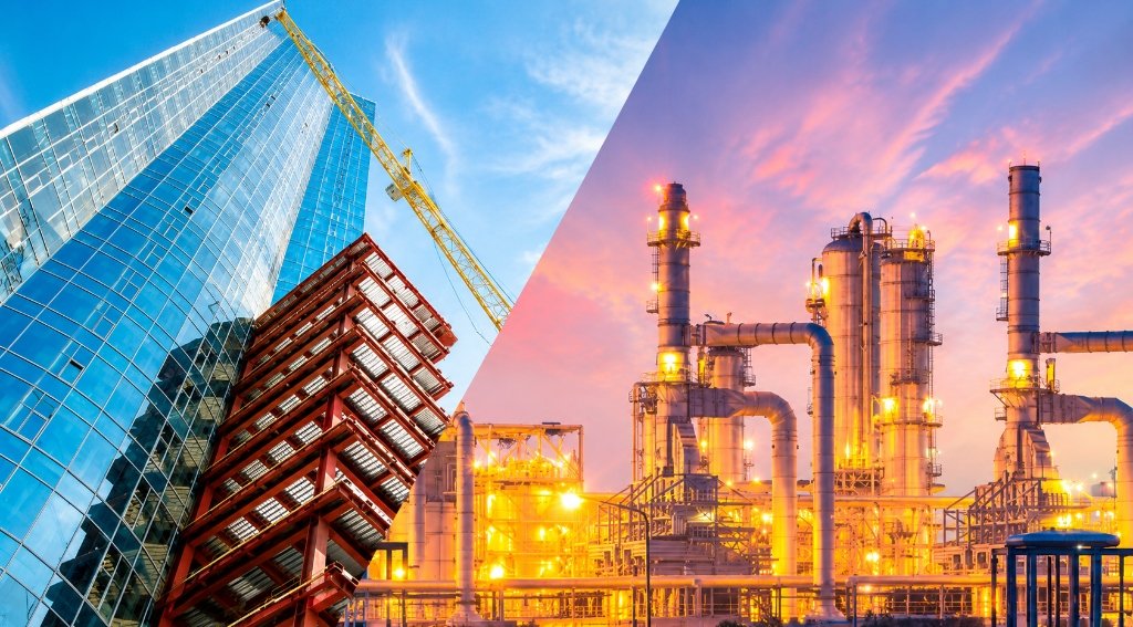 Commercial building steel superstructure and industrial plant infrastructure